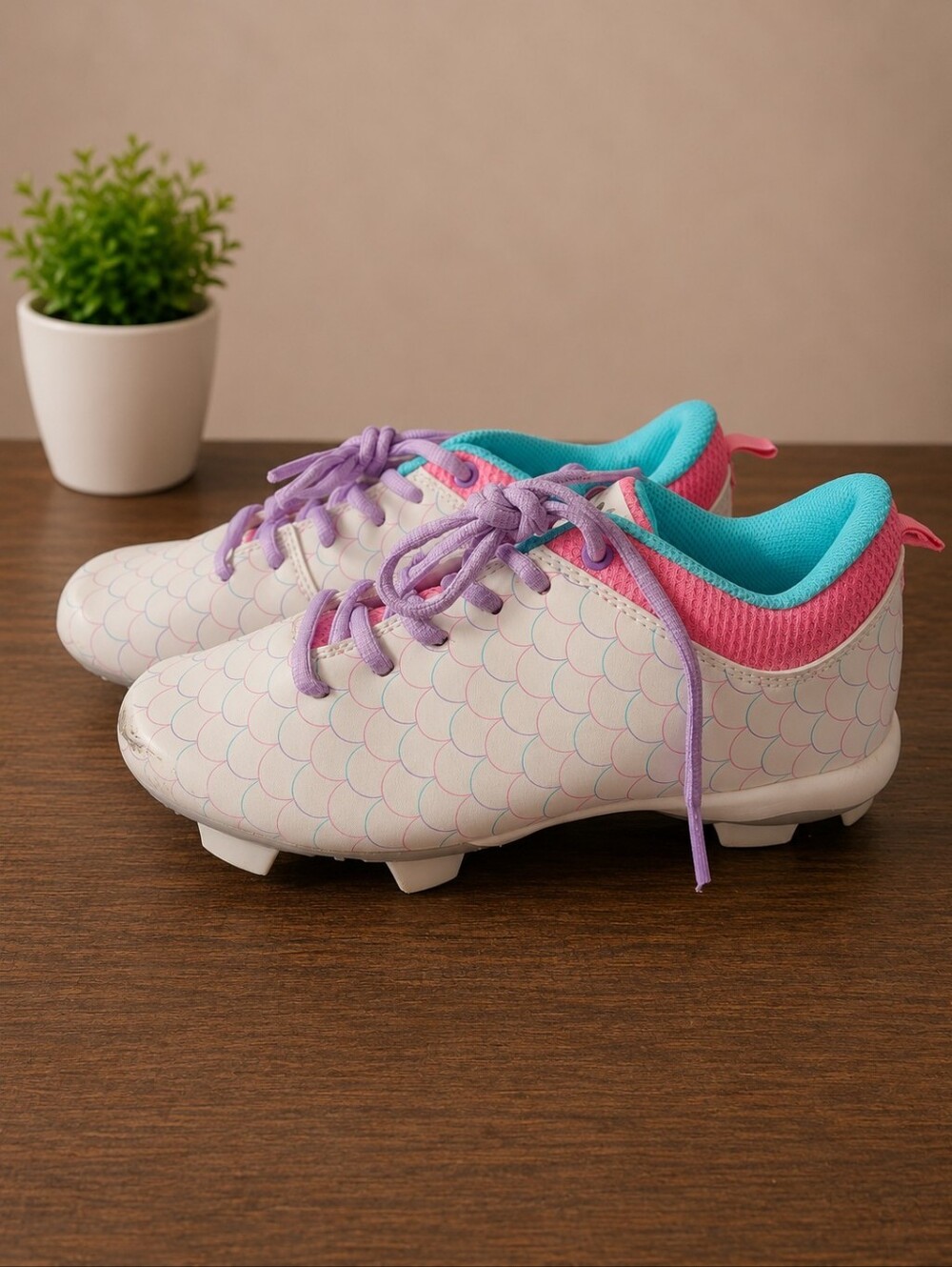 RIP-IT Girls 4.5 Mermaid Softball Cleats. Purple Pink Aqua RIPBC-PPA2-035
